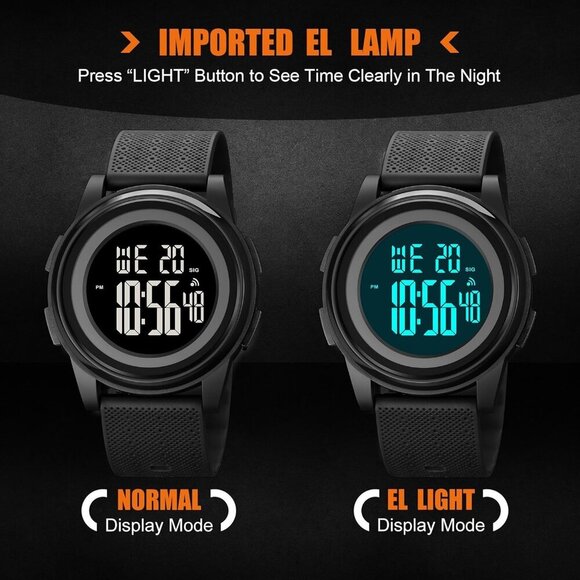 Mens Watch Ultra-Thin Digital Watches Minimalist Sports Watch Waterproof Men wit - Picture 5 of 6
